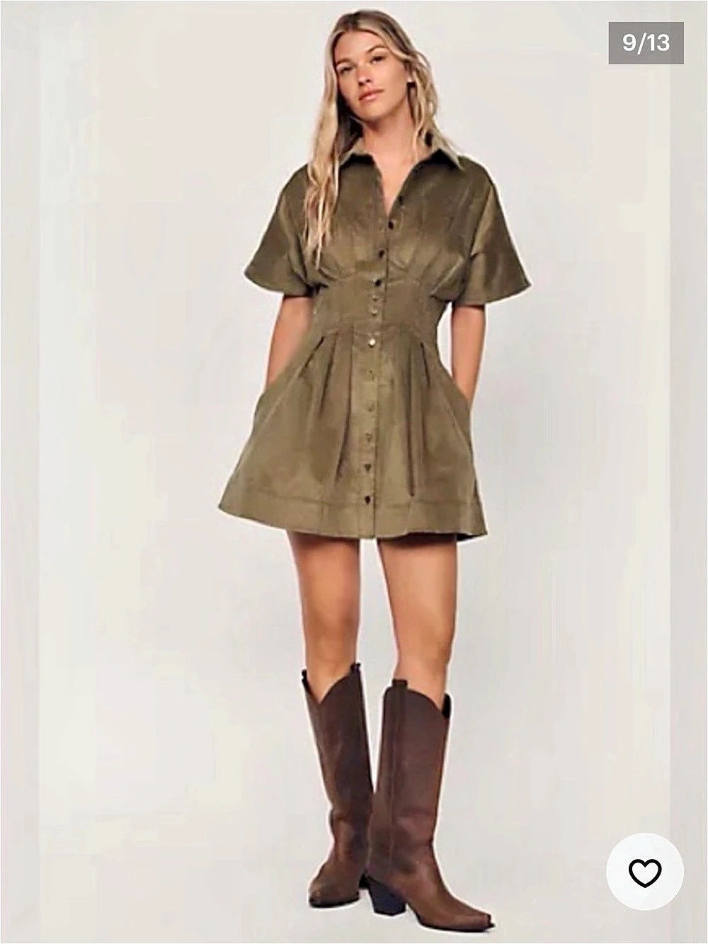 Exquise Tobie Suede Mini Dress Olive Green